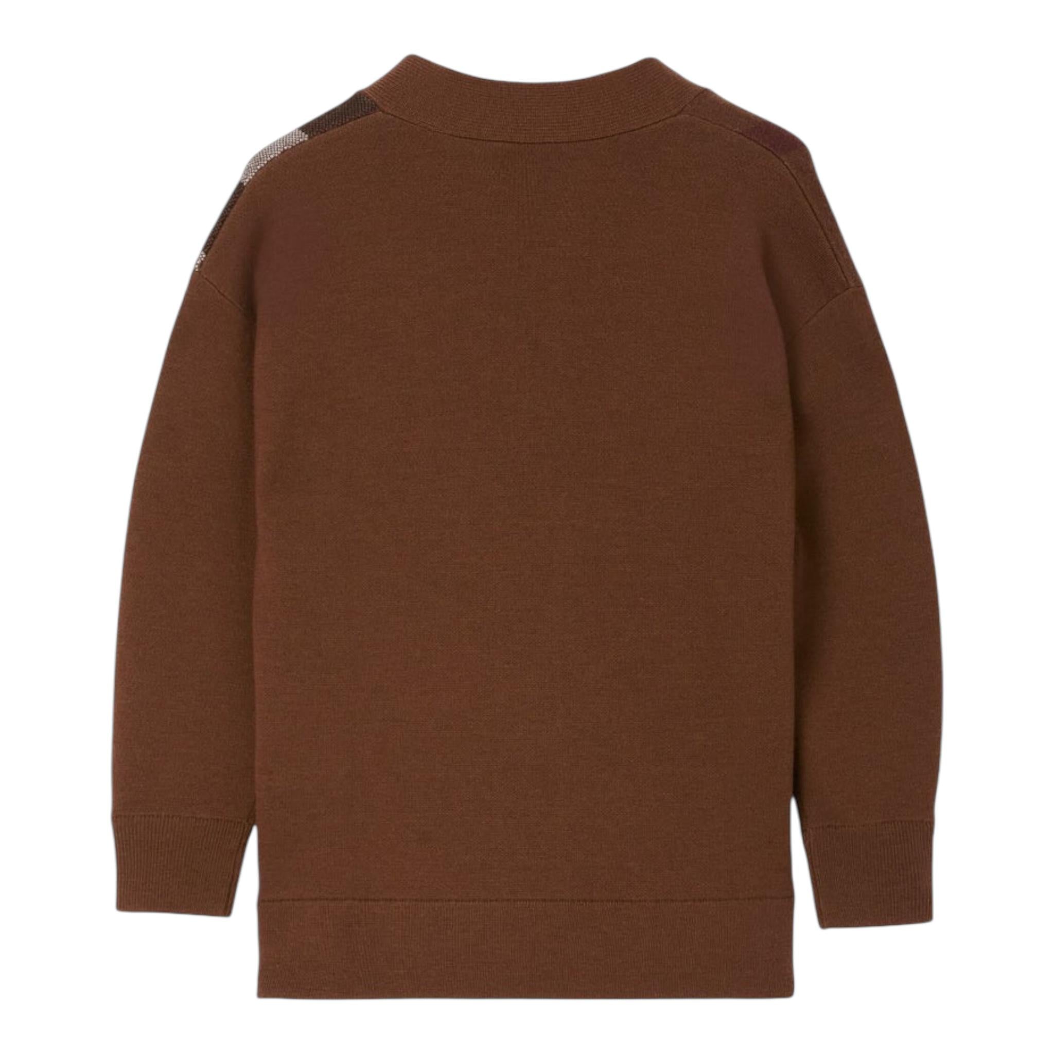 BURBERRY cardigan tinta unita con fantasia a righe Marrone per Bambino 8068400 MARRONE BURBERRY 