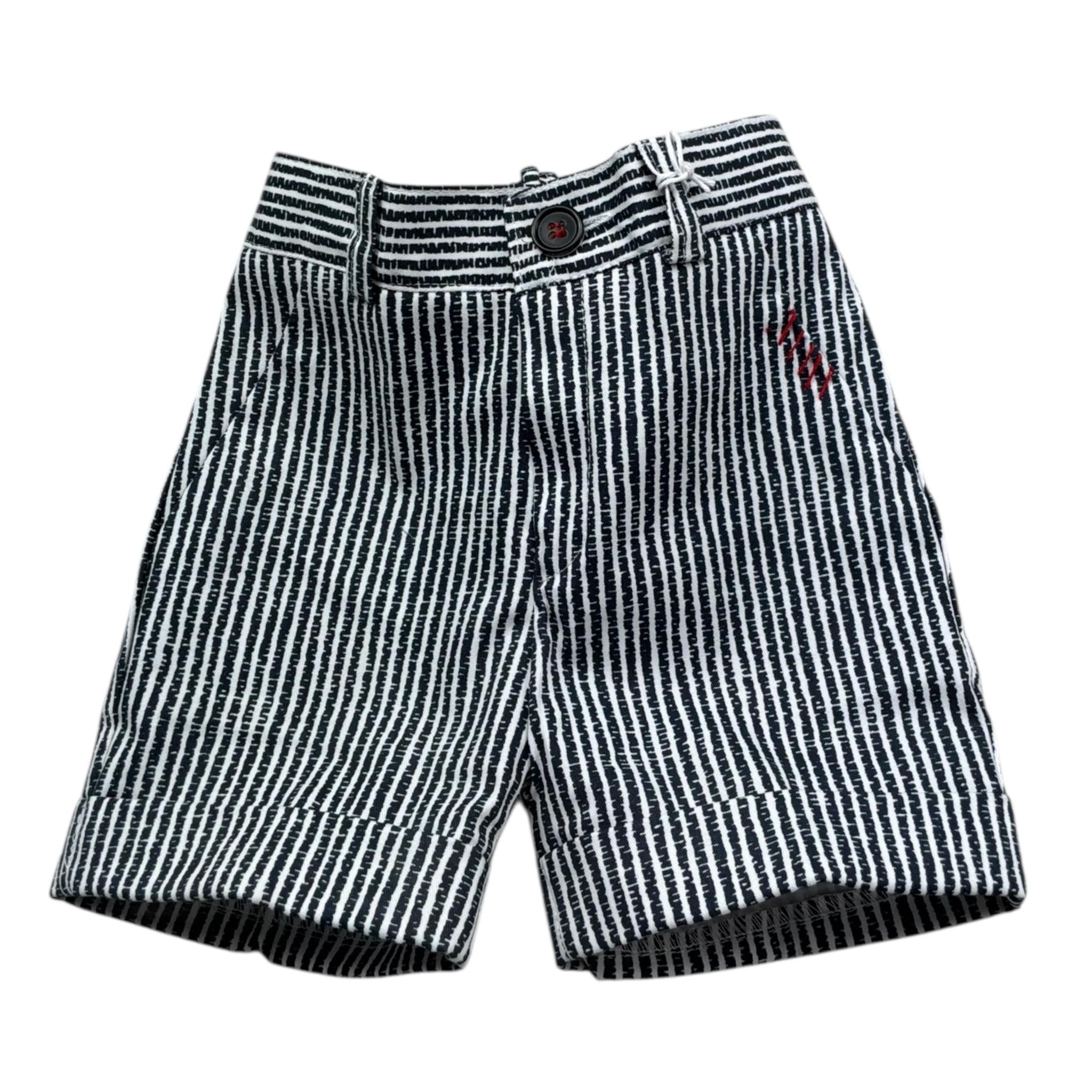 Manuel & Frank Bermuda Tinta Unita con Elastico In Vita E Fantasia A Righe per Neonato MF2189I BIANCO/BLU MANUEL & FRANK 