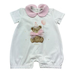 Le Bebe Pagliaccetto Mezza Manica Tinta Unita con Stampa per Neonata LBG6261 BIANCO LE BEBE 