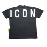 Icon T-Shirt Tinta Unita Mezzo Collo con Stampa per Bambino IBKS058402 NERO ICON 