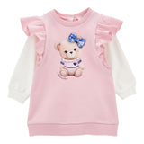 Monnalisa Abito Bicolore con Maniche In Contrasto per Neonata 39D905 ROSA MONNALISA 