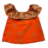 Mariuccia – Schlichtes Hemd mit orangefarbenem Rüschen-Armloch für Mädchen