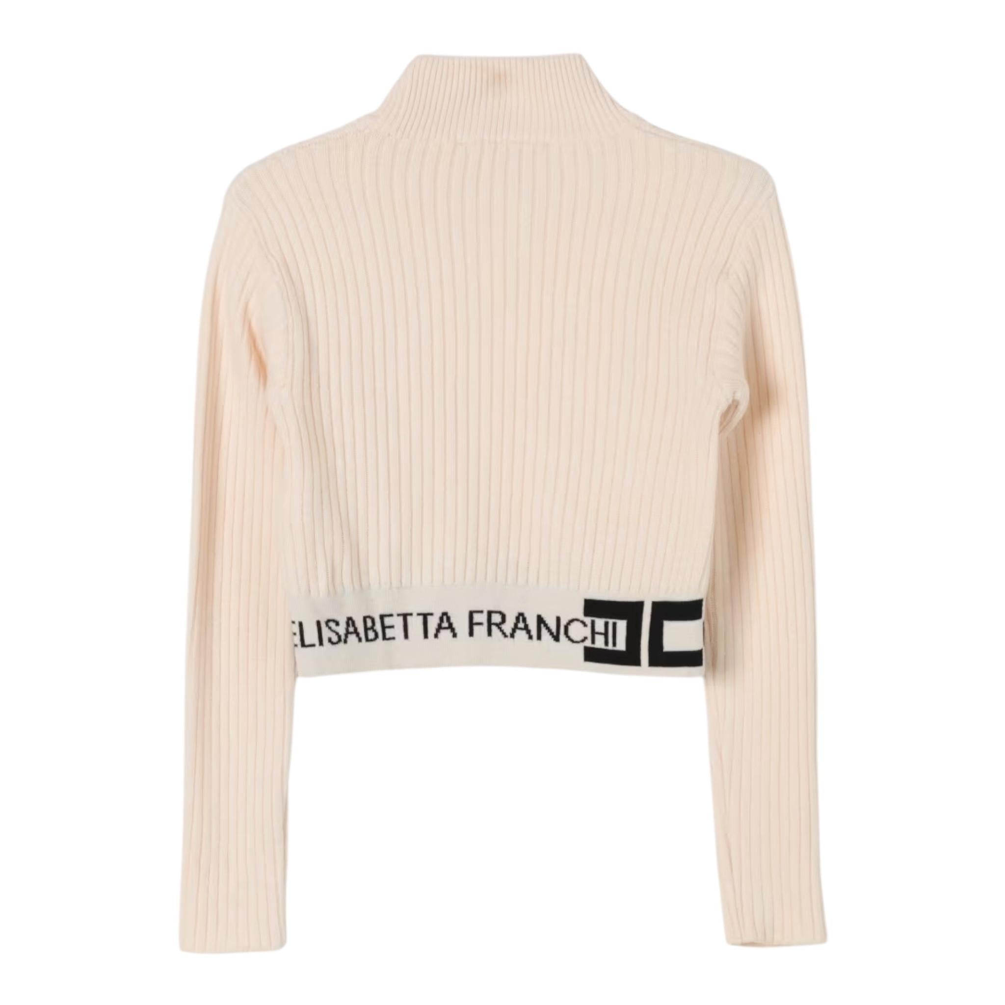 ELISABETTA FRANCHI maglia mezzo collo tinta unita con logo Panna per Bambina EFMA152X PANNA ELISABETTA FRANCHI 