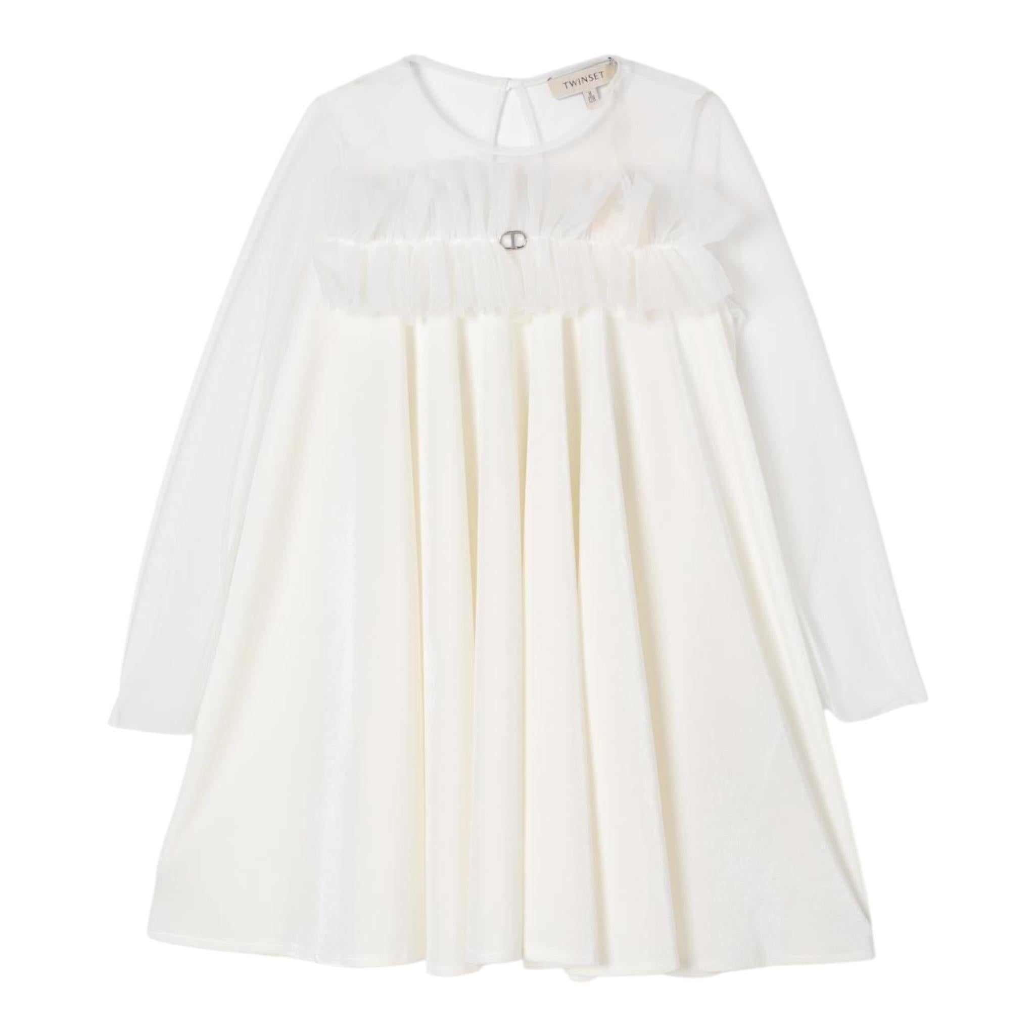 TWINSET abito manica lunga velata tinta unita  Bianco per Bambina 242GJ2101 BIANCO TWINSET 