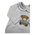 STORY LORIS tutina manica lunga tinta unita con orso Azzurro per Neonato SL12905 AZZURRO STORY LORIS 