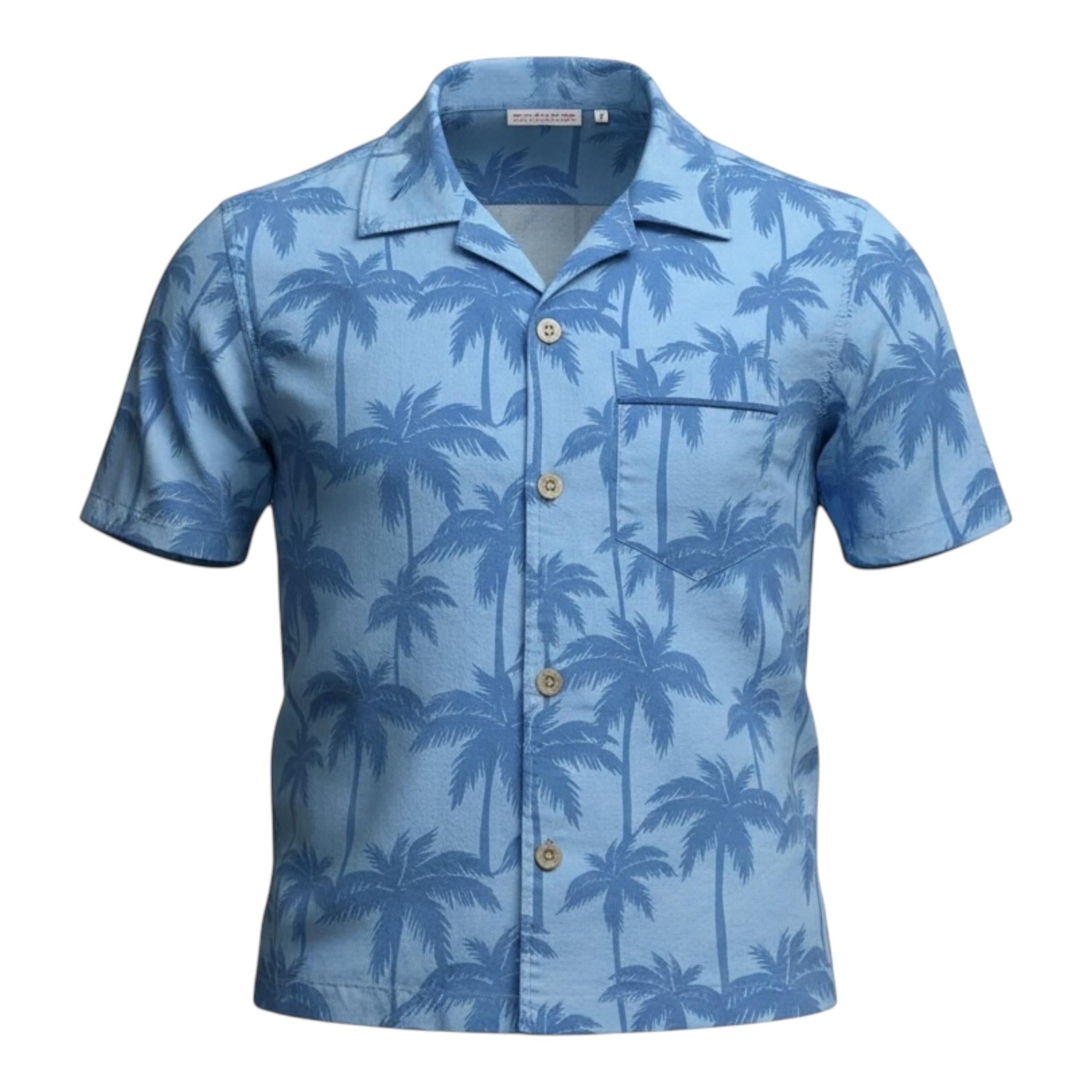 Saint Barth Camicia Mezza Manica Tinta Unita con Fantasia per Bambino 00952L AZZURRO SAINT BARTH 