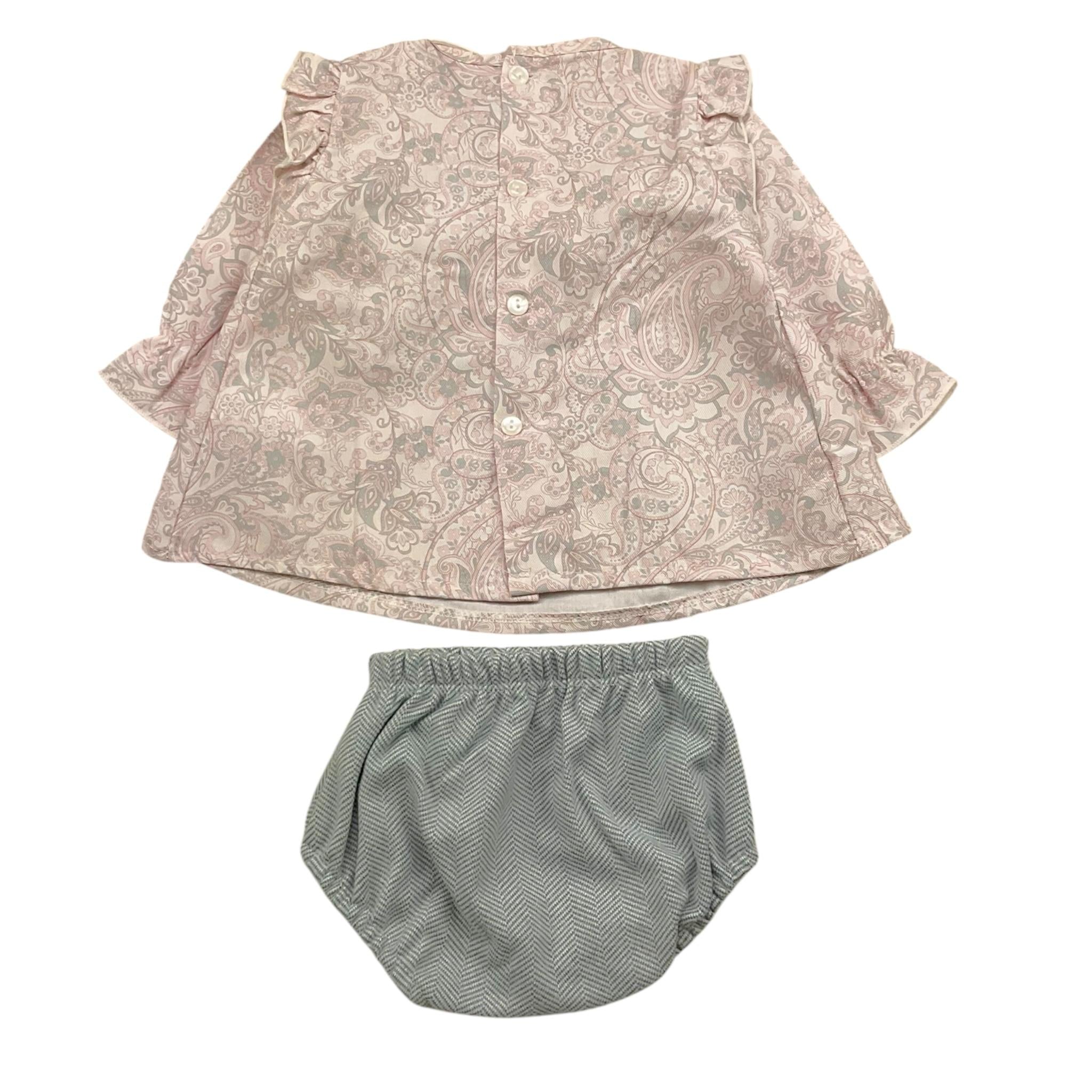 CALAMARO completo 2pz camicia-coulotte con fantasia Rosa per Neonata 22068 ROSA CALAMARO 