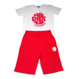Daniele Alessandrini Complete T-Shirt-Bermuda zweifarbig weiß/rot für Kinder