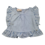 Please Baby-Mädchen Weiß/Blau Gestreiftes Ärmelloses Shirt