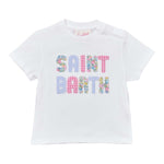 Saint Barth T-Shirt Tinta Unita Girocollo con Stampa per Bambina ELLY00011 BIANCO SAINT BARTH 
