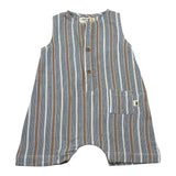 Petit Indi Pagliaccetti Tricolore con Fantasia A Righe Girmanica per Neonato SS25B1729 BLU PETIT INDI 