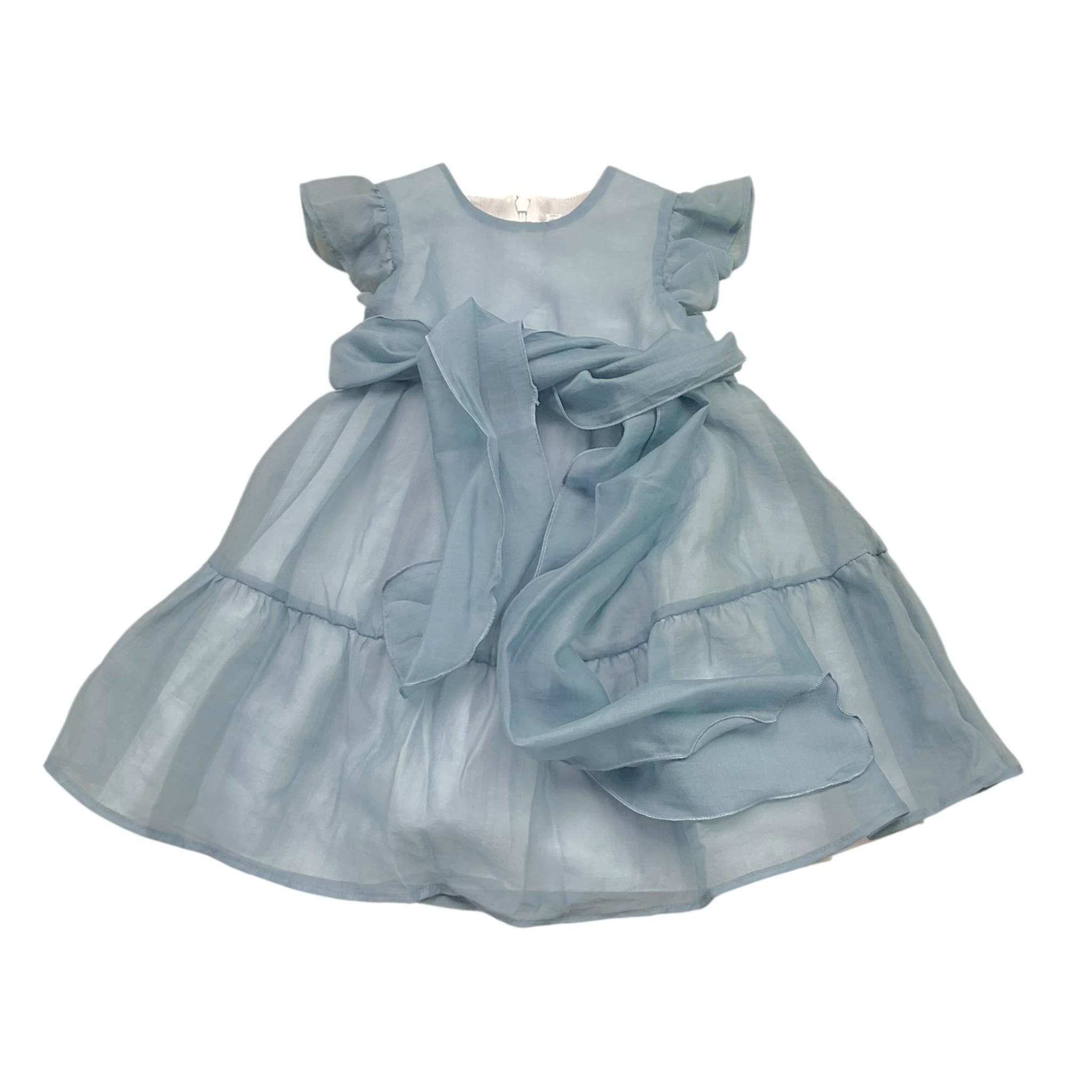 Barcellino Abito Giromanica Tinta Unita con Tulle per Neonata 120817 AZZURRO BARCELLINO 