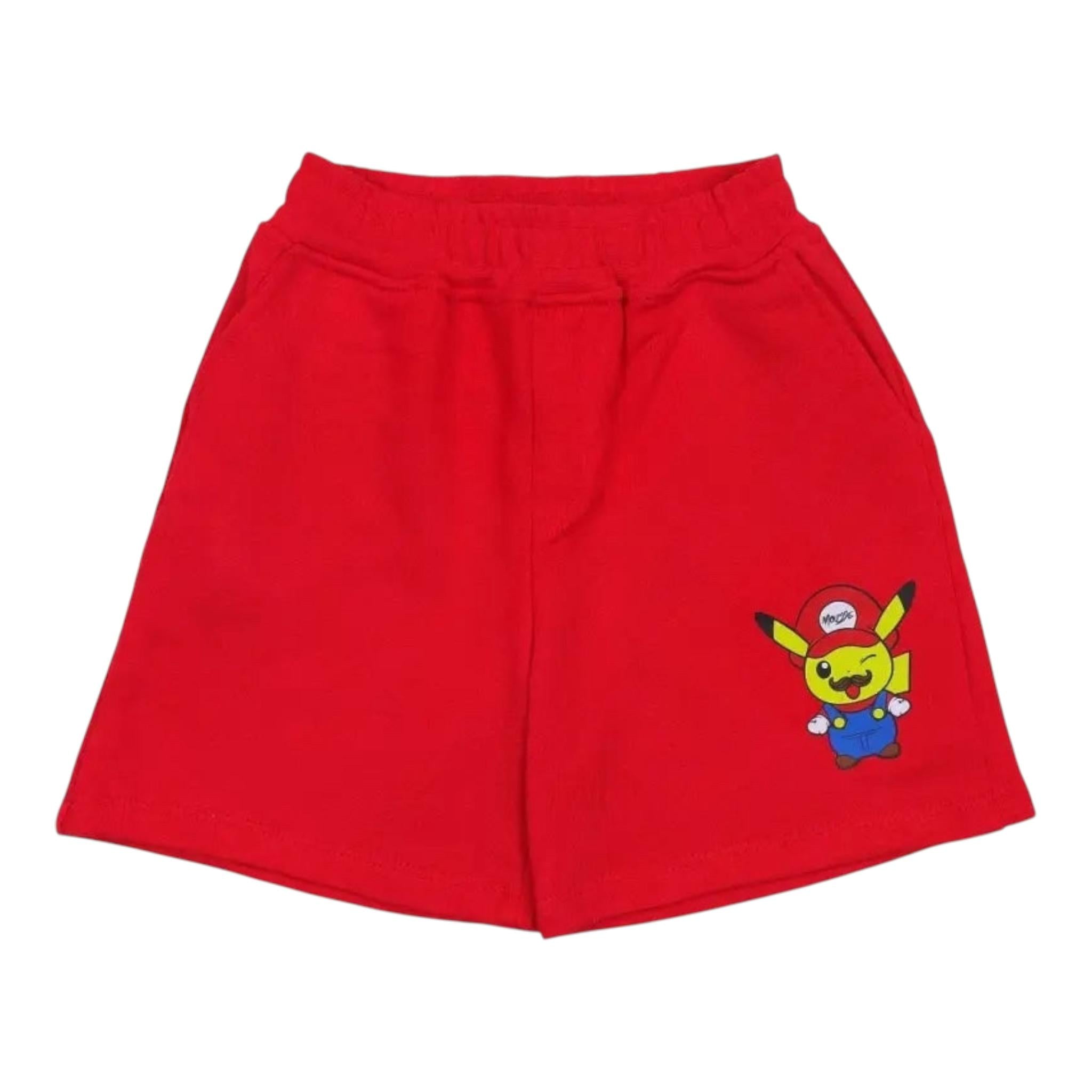 Mousse Bermuda Tinta Unita con Stampa per Bambino PIKAMARIOBB ROSSO MOUSSE 