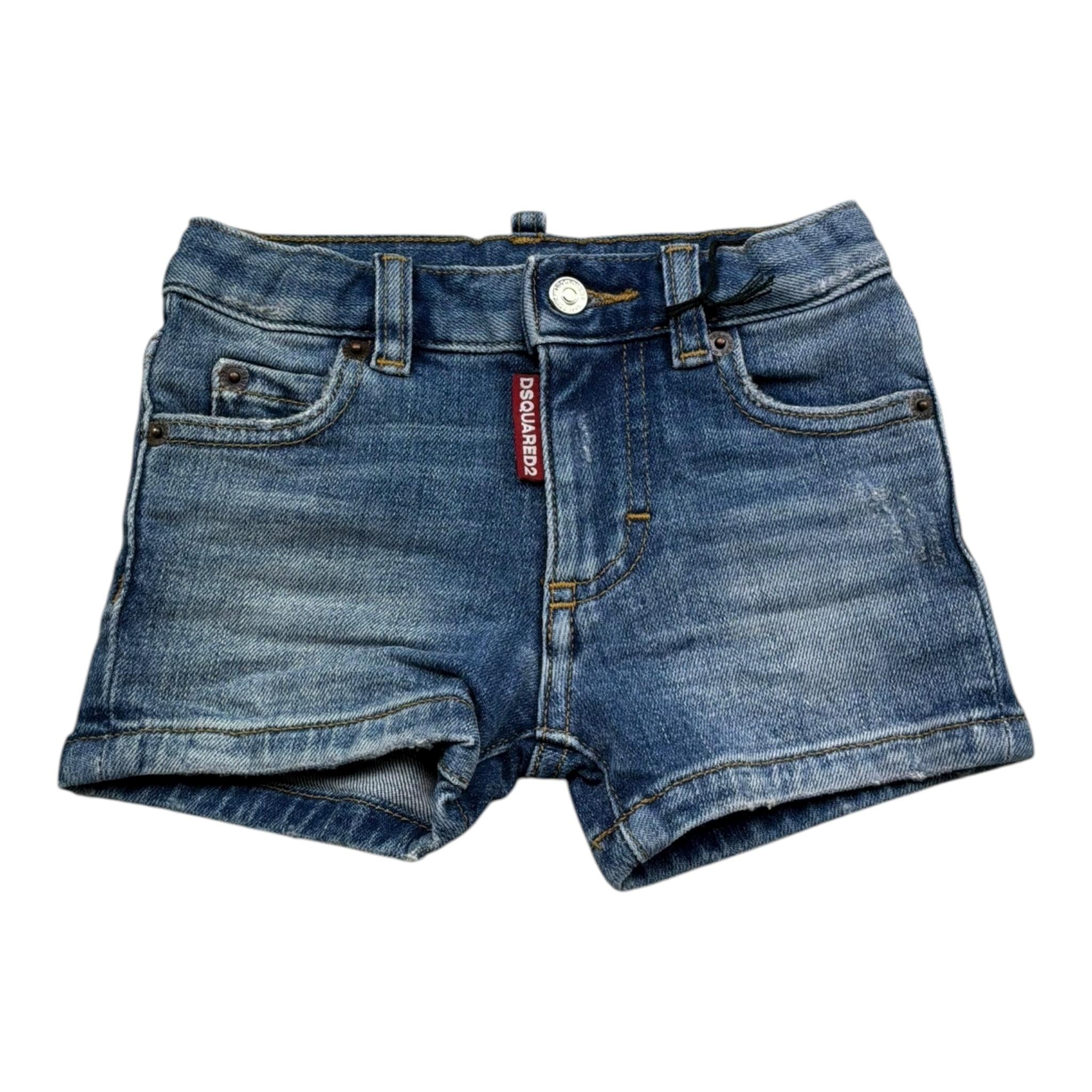 Dsquared2 Bermuda Tinta Unita In Denim per Neonato DQ00WGN BLU DSQUARED2 