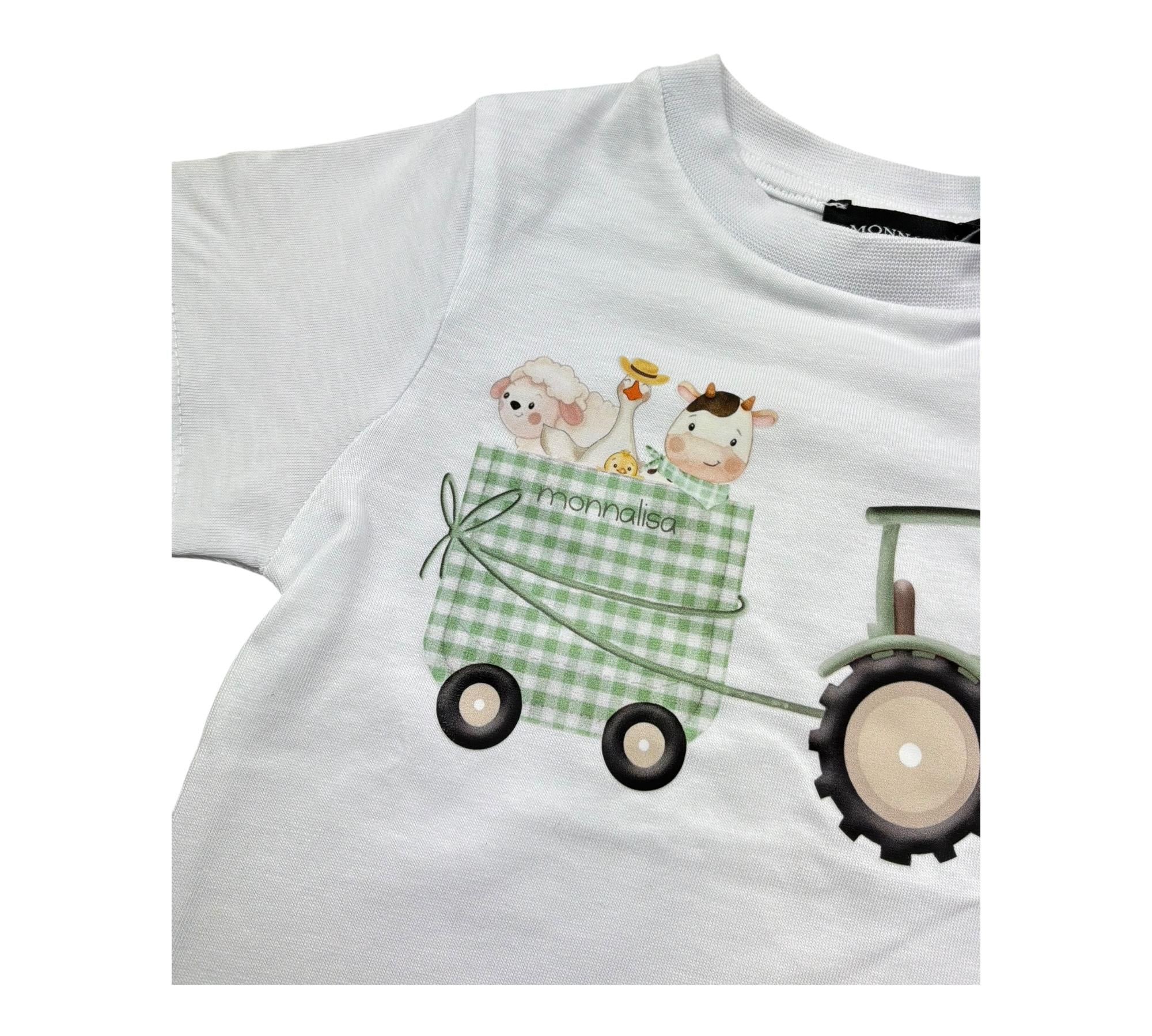 Monnalisa T-Shirt Girocollo Tinta Unita con Stampa per Bambino 28E602 BIANCO MONNALISA 