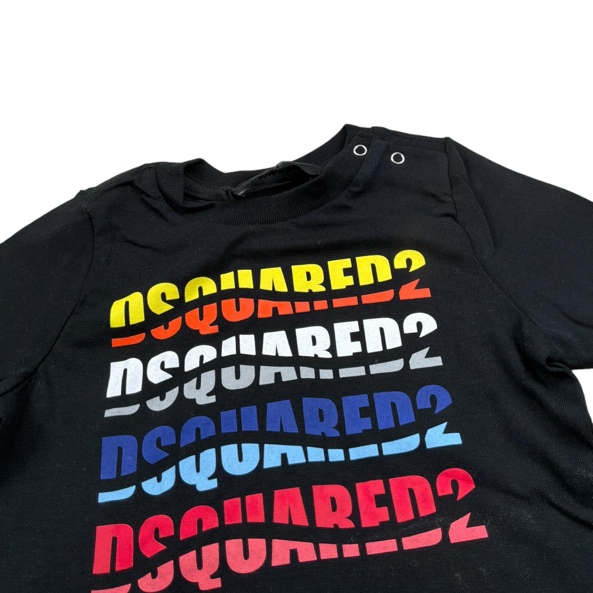 Dsquared2 T-Shirt tinta unita con Stampa Nero per Neonato DQ2140 NERO DSQUARED2 