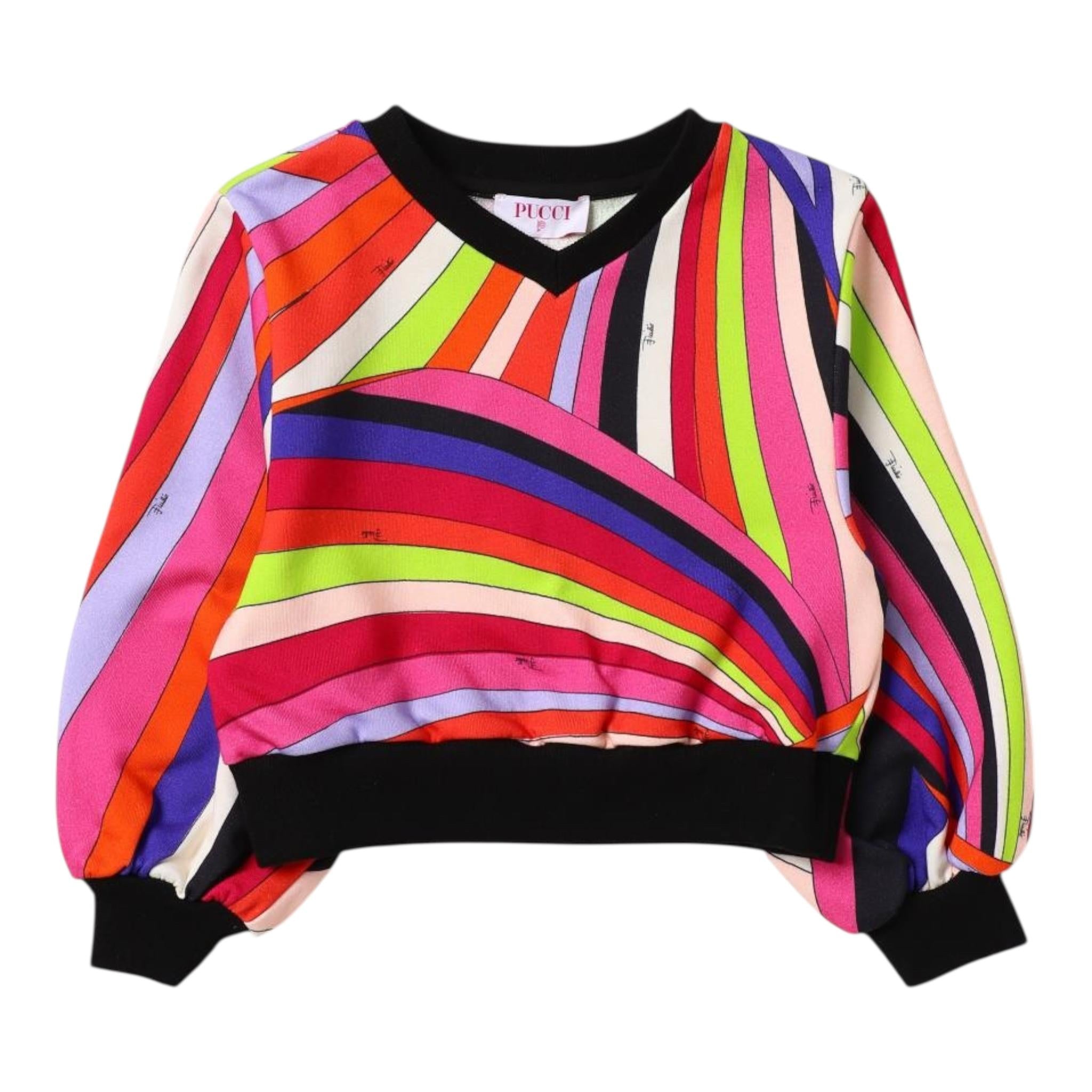 EMILIO PUCCI felpa con scollo a v stampa fantasia Multicolor per Bambina PT4A30X MULTICOLOR EMILIO PUCCI 