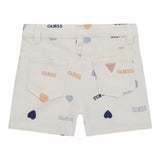 Guess Shorts Einfarbig Mit Muster Und Verstellbarer Taille Creme Für Baby Mädchen