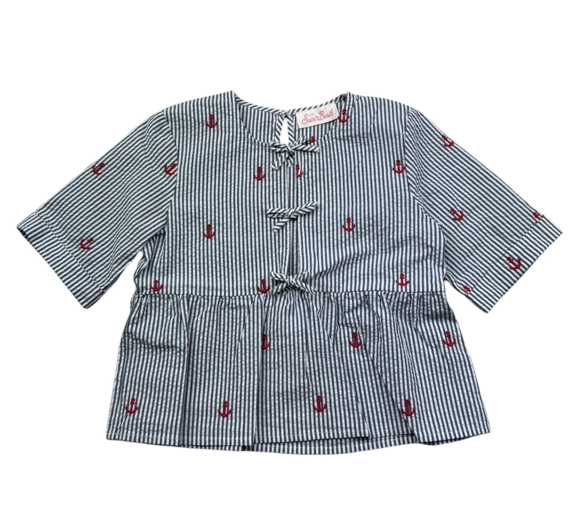 Saint Barth Camicia Mezza Manica Fantasia A Righe per Bambina ALYSON BLU SAINT BARTH 