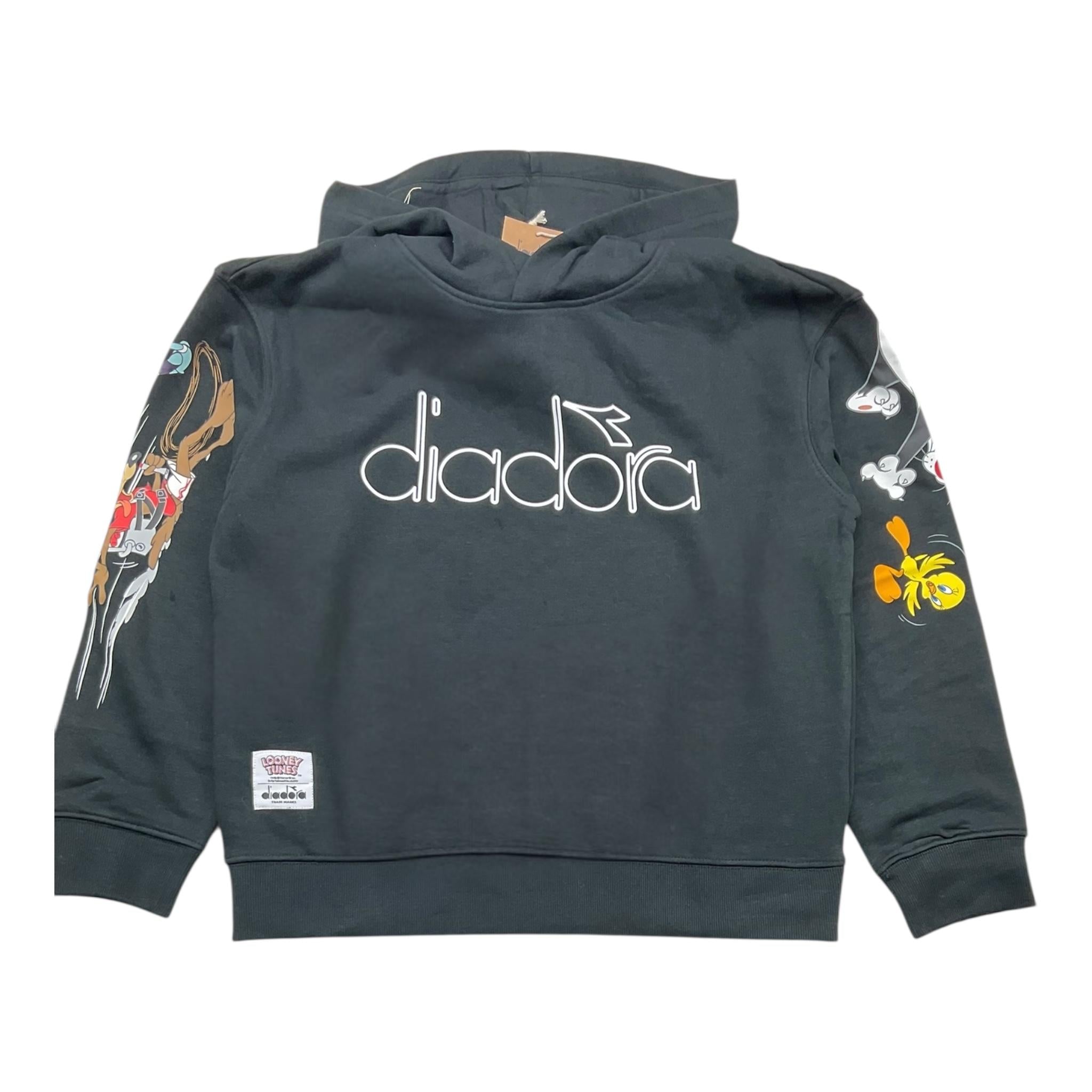 DIADORA felpa tinta unita con cappuccio e stampa looney tunes Nero per Bambino 502180948 NERO DIADORA 