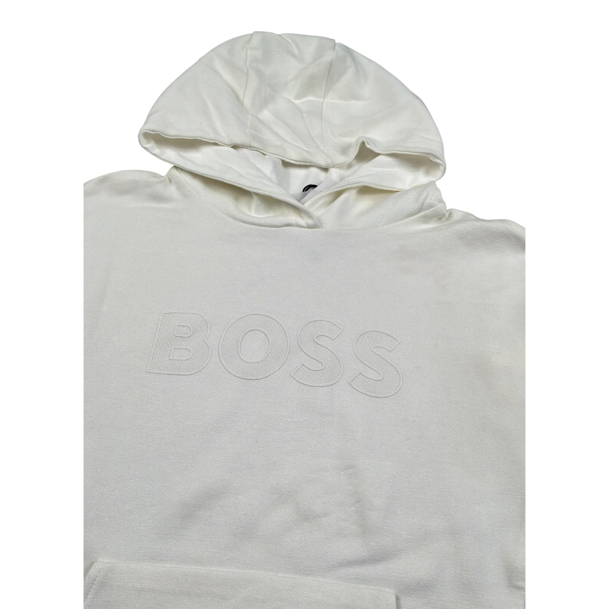Boss Felpa Chiusa con Cappuccio tinta unita Panna per Bambino J25O48 PANNA BOSS 