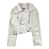 Miss Blumarine Schlichte Kunstlederjacke mit Rüschen Weiß für Mädchen