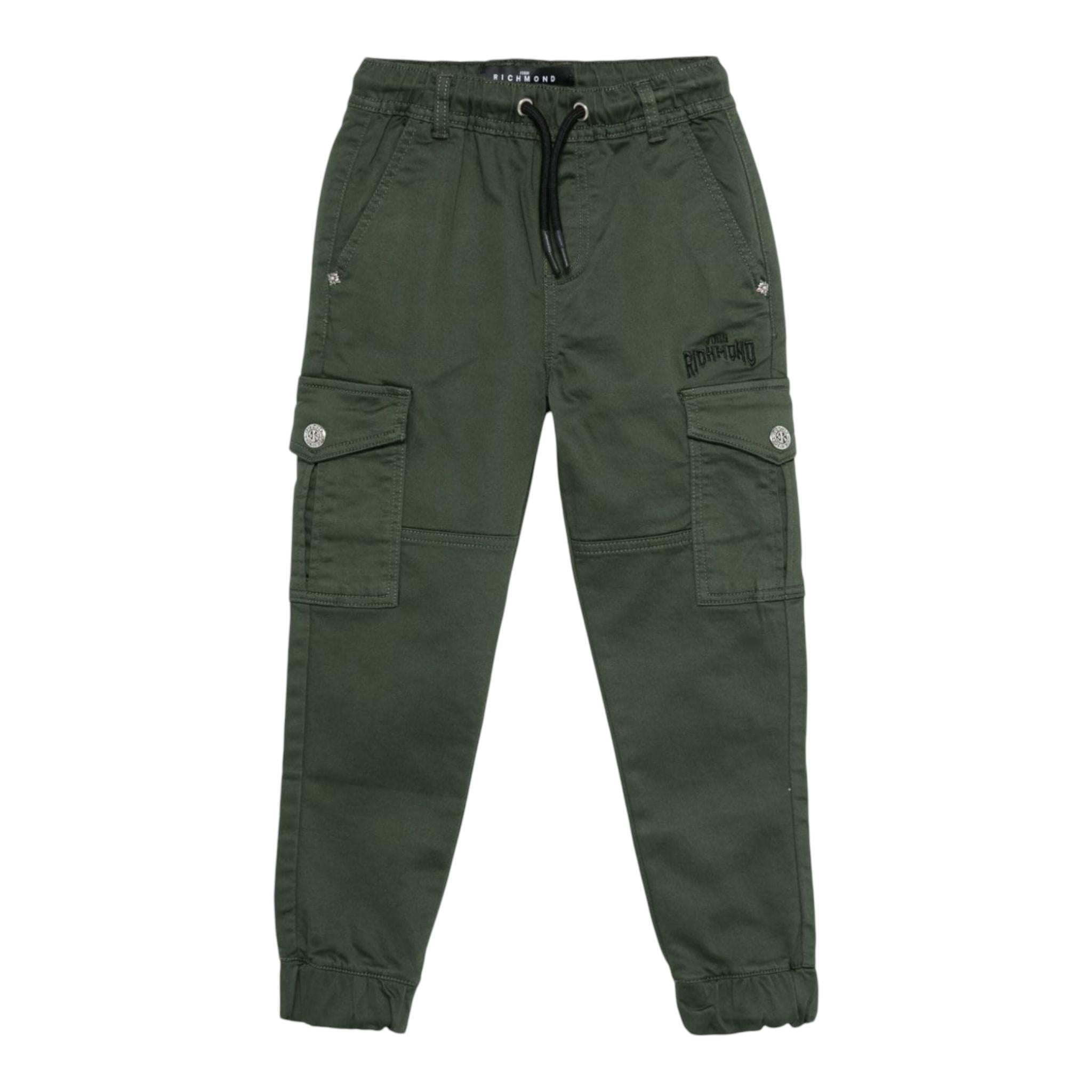 JOHN RICHMOND pantalone tinta unita con elastico in vita Verde per Bambino RBA24128PA VERDE JOHN RICHMOND 