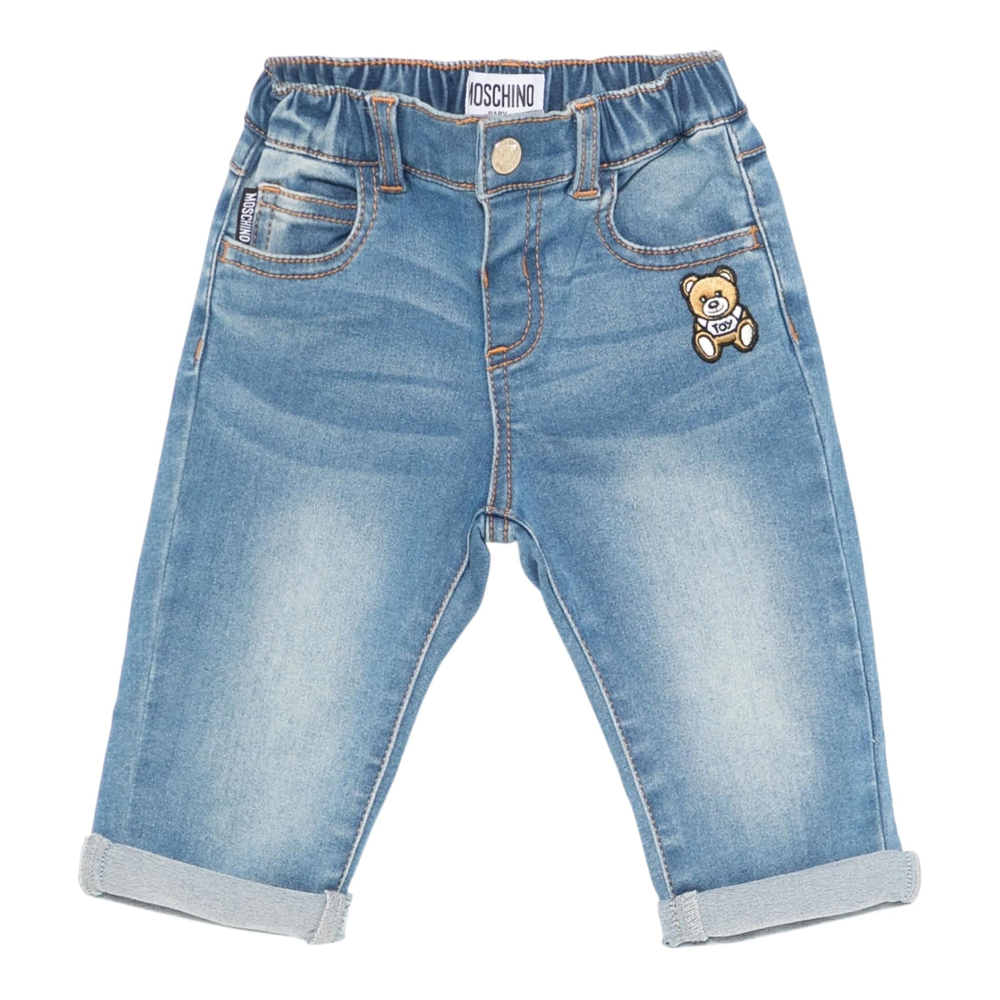 Moschino Jeans tinta unita con Elastico In Vita Azzurro per Neonato MUP05FJXX AZZURRO MOSCHINO 