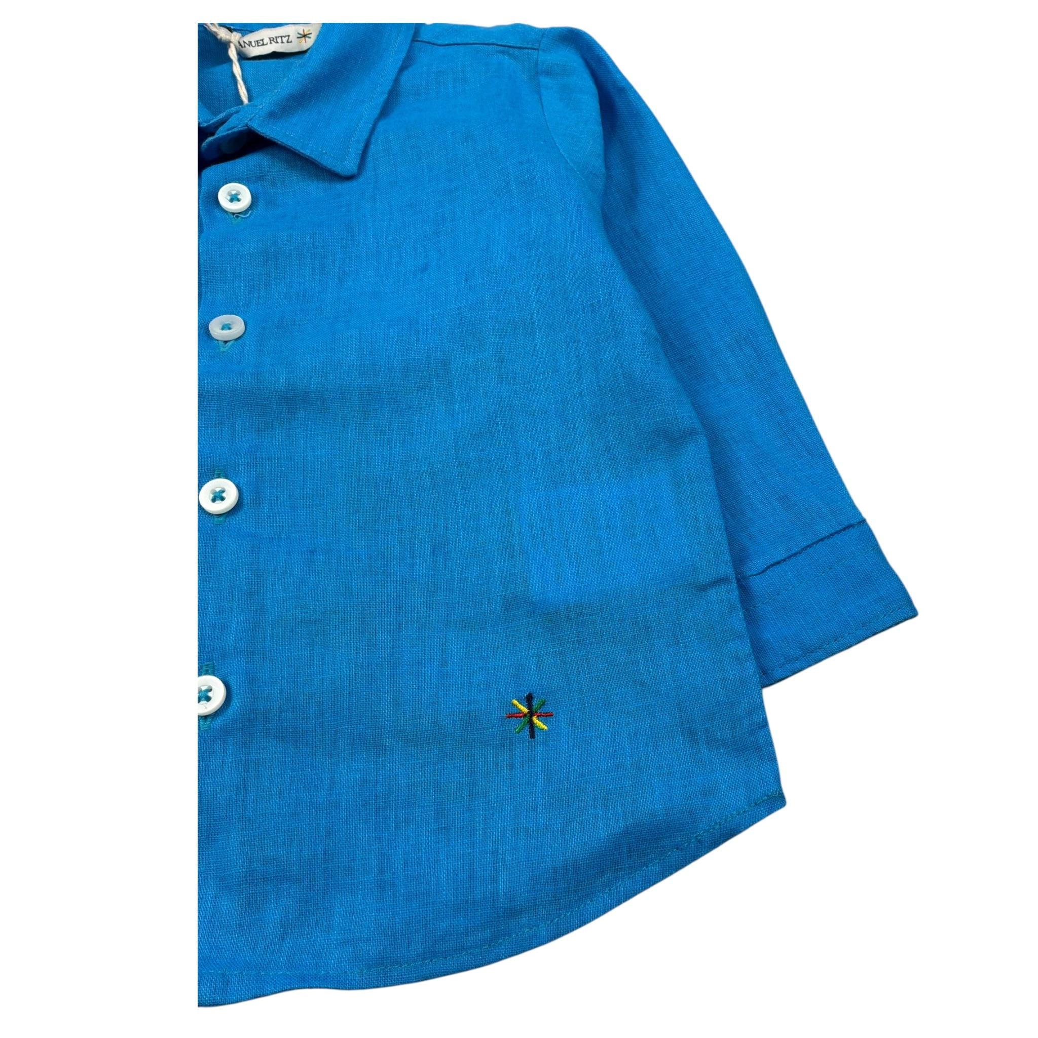 Manuel Ritz Camicia Manica Lunga Tinta Unita per Neonato MR2580N BLU MANUEL RITZ 