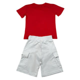 Dropseason2 Completo 2 Pezzi T-Shirt-Bermuda Bicolore per Bambino ZU16088 BIANCO/ROSSO DROPSEASON2 