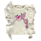 M+E‘ Einfarbiges Tanktop mit Rundhalsausschnitt und weißem Panther-Print für Baby-Mädchen