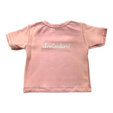 Bamboom+Babies Einfarbiges T-Shirt mit Rundhalsausschnitt und rosa Aufdruck für Babys