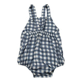 Petit Indi Salopette Bicolore con Fantasia A Quadri per Neonata SS25B1433 BIANCO/BLU PETIT INDI 