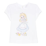 Monnalisa T-Shirt Girocollo Tinta Unita con Stampa per Neonata 39E614 BIANCO MONNALISA 