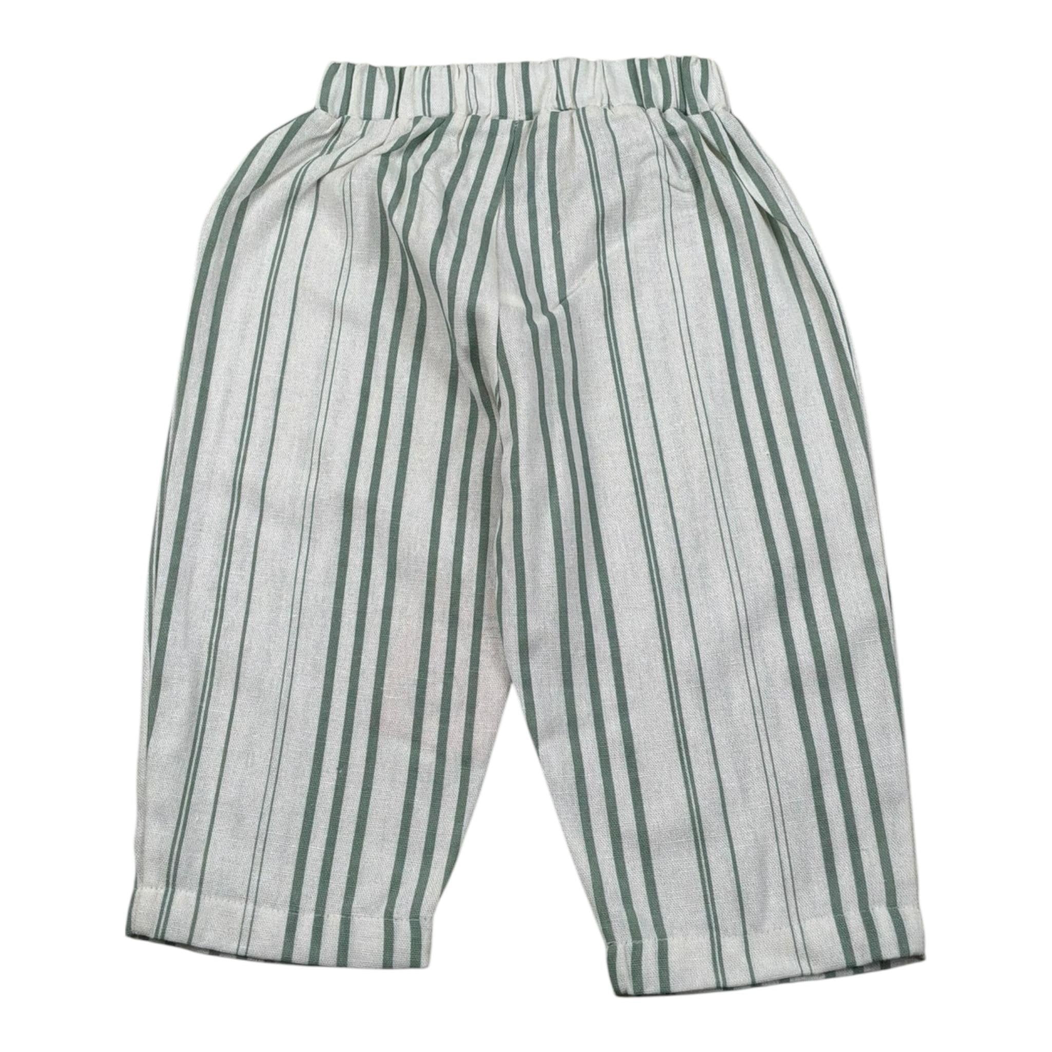 Babyvip Pantalone Tinta Unita con Fantasia A Righe per Neonato T7709 BIANCO BABYVIP 