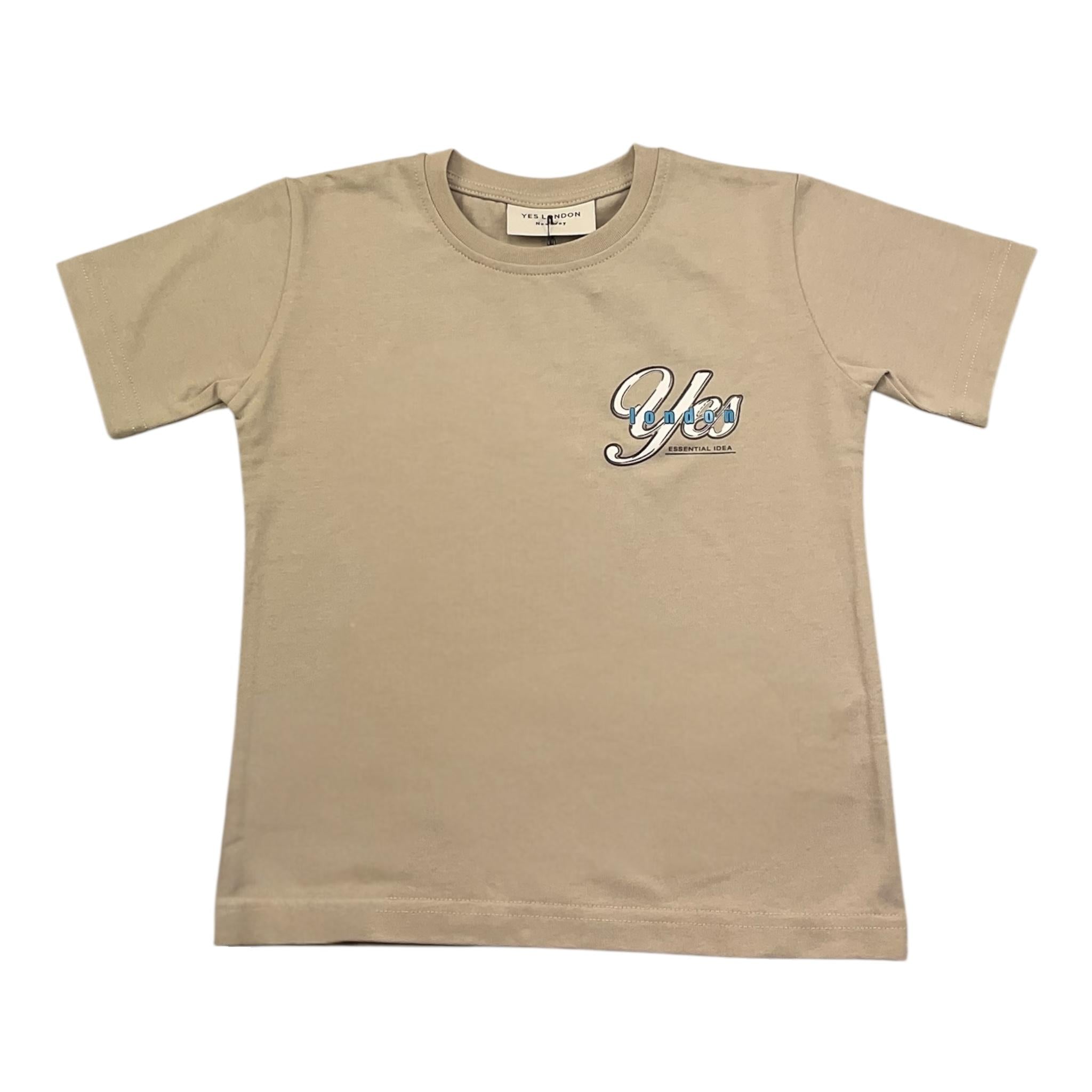 Yes London T-Shirt Girocollo Tinta Unita con Logo per Bambino JR2125 BEIGE YES LONDON 