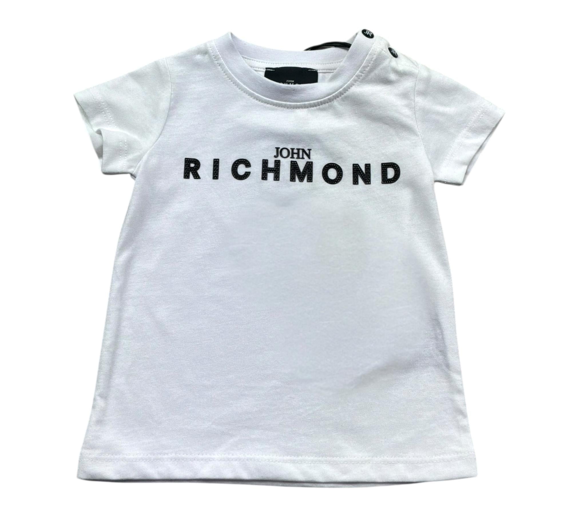 John Richmond T-Shirt Girocollo Tinta Unita con Stampa Logo per Neonato RIP26035TS BIANCO JOHN RICHMOND 
