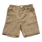 Le Bebe' Einfarbige Bermudashorts mit elastischer Taille in Beige für Neugeborene