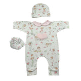 Le Piccoline Del Cuore Completo 3 Pezzi Pagliaccetto-Cappello-Babbucce per Neonata EOEO BIANCO LE PICCOLINE DEL CUORE 