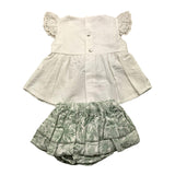 Valentina Bebes 2-teiliges Set Shirt-Hosen Weiß/Grün für Neugeborene Baby Mädchen