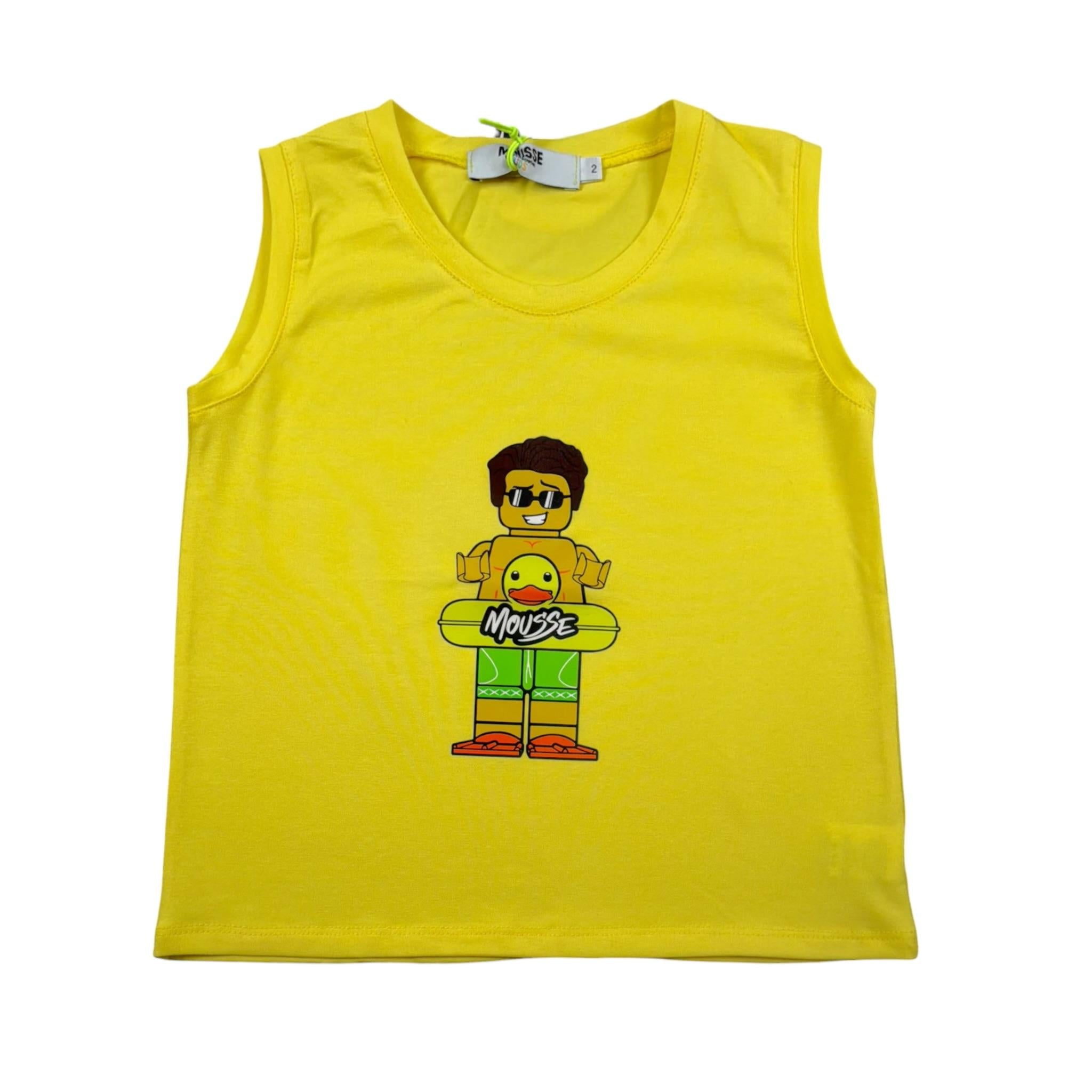 Mousse Canotta Tinta Unita con Stampa per Bambino DINOBEACHH GIALLO MOUSSE 