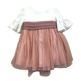 Tete'&amp;Martina Zweifarbiges Halbarmkleid mit weiß/rosa Tüll für Mädchen