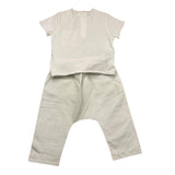 Teddy E Minou 2-teiliges Set T-Shirt-Hose Einfarbig Weiß Für Neugeborene