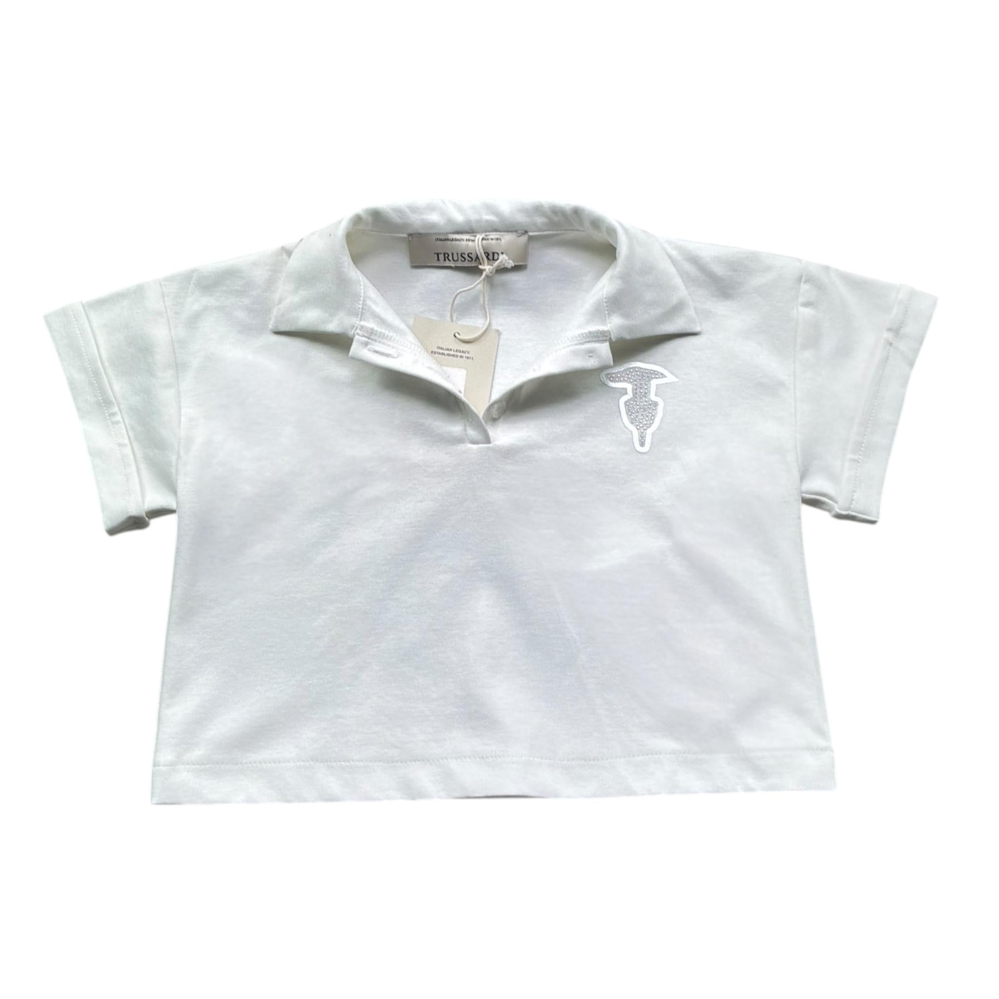 Trussardi Polo Modello Crop Tinta Unita per Bambina TGP26051PO BIANCO TRUSSARDI 