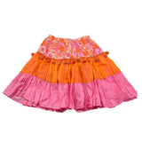 Kaos Gonna Tricolore con Fantasia Fiori per Bambina KS167 ARANCIONE KAOS 