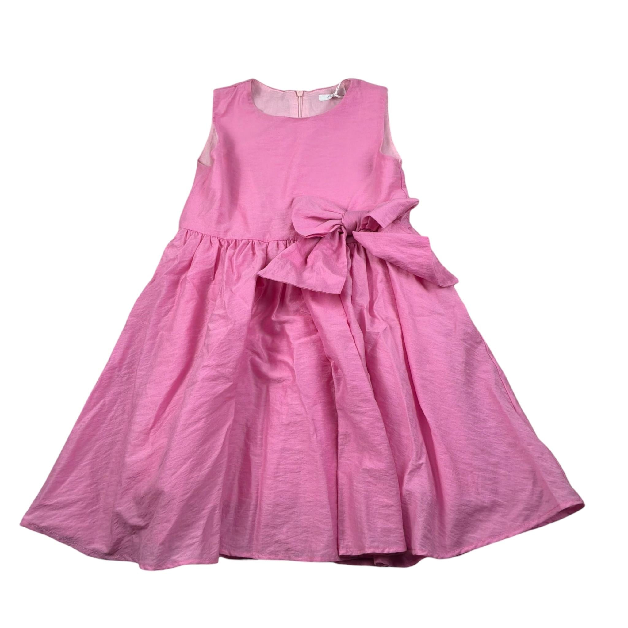 M+E' Abito tinta unita con Applicazione Fiocco Rosa per Bambina UE1415J ROSA M+E' 