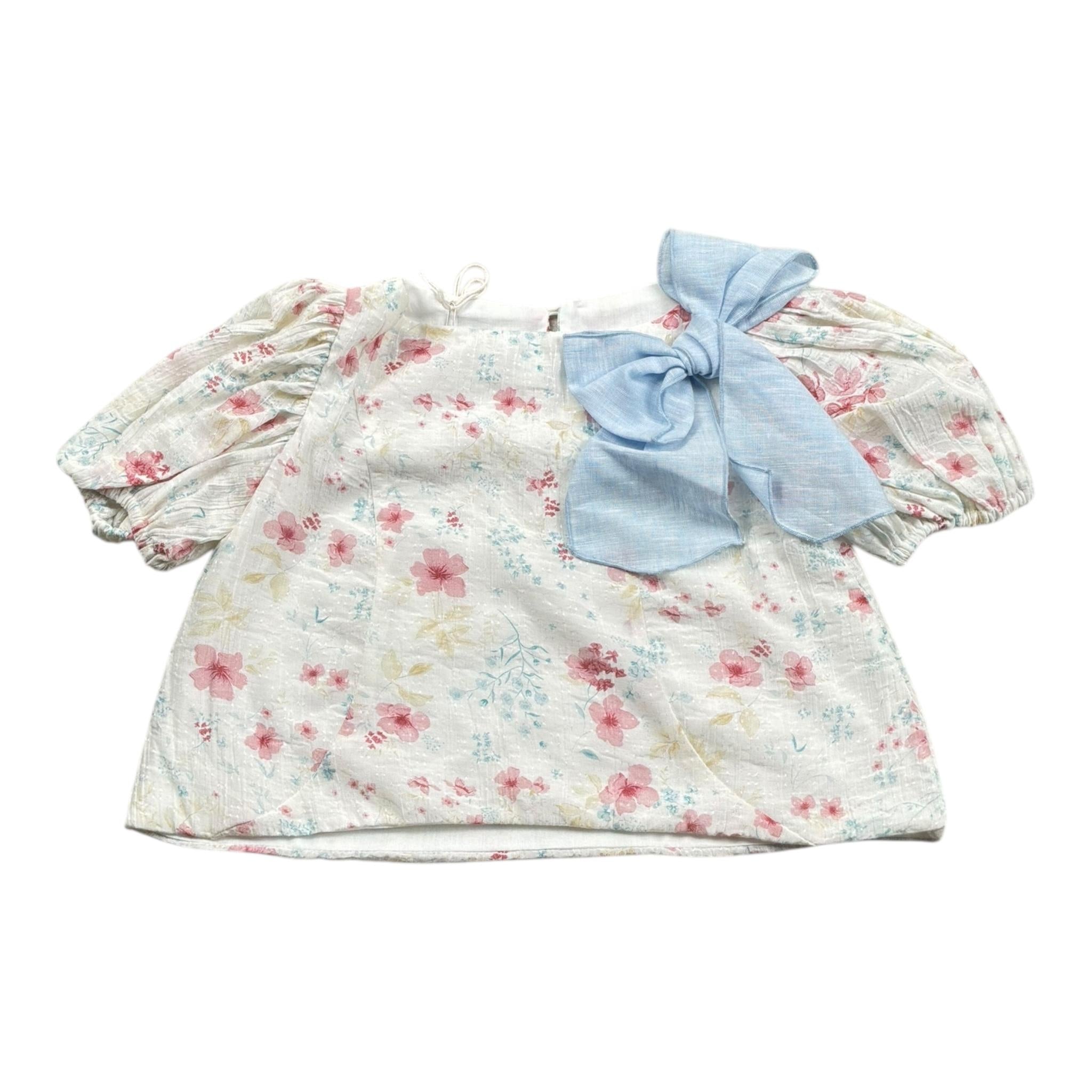 La Stupenderia Camicia Mezza Manica Tinta Unita Fantasia Floreale per Neonata TJTP94X BIANCO LA STUPENDERIA 