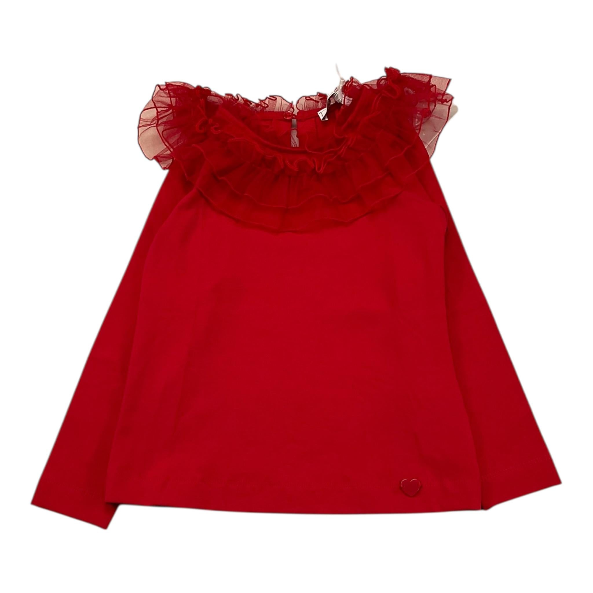 MONNALISA shirt tinta unita con colletto velato Rosso per Bambina 17B603J ROSSO MONNALISA 