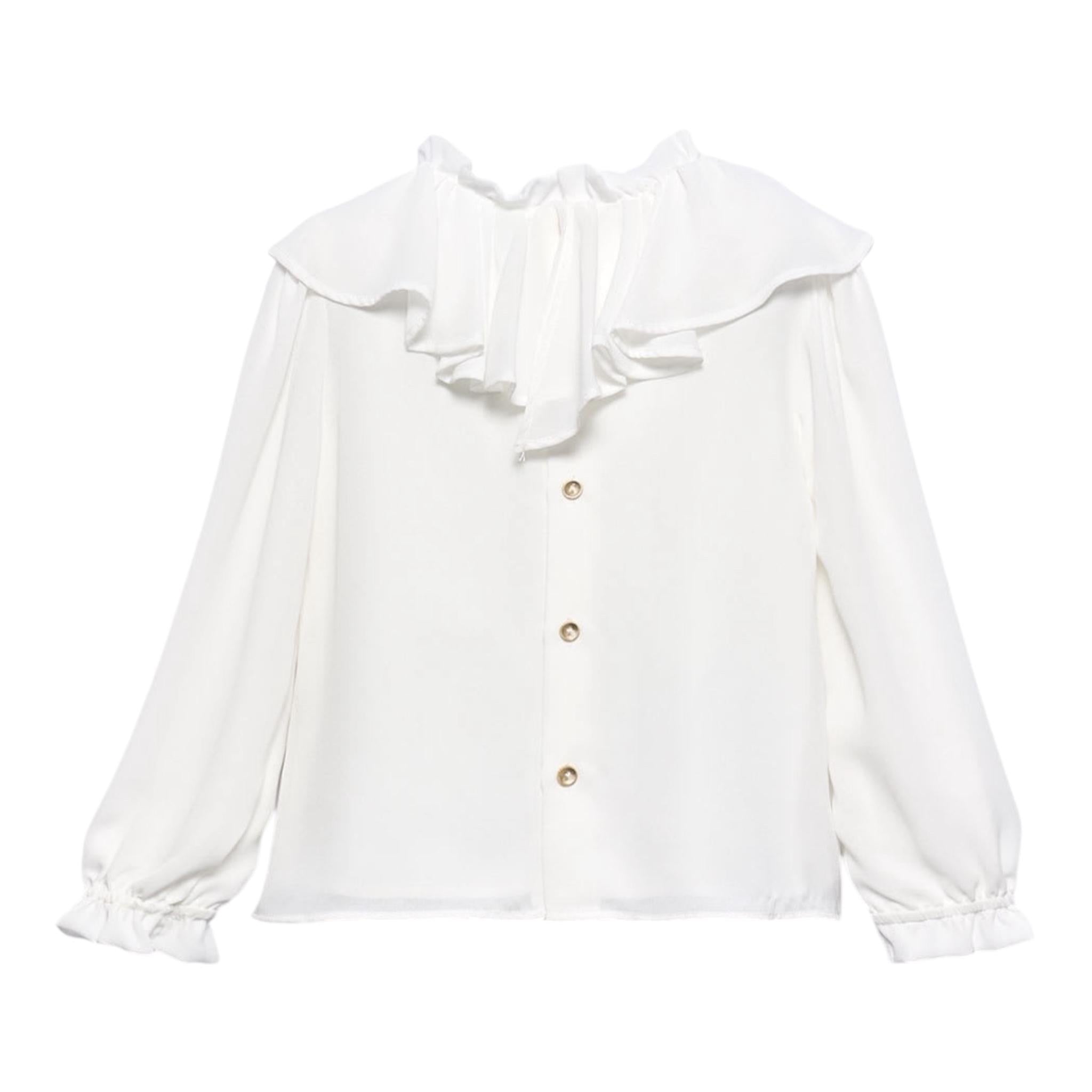 ABEL & LULA camicia manica lunga tinta unita con rouches Bianco per Bambina 5677 BIANCO ABEL & LULA 