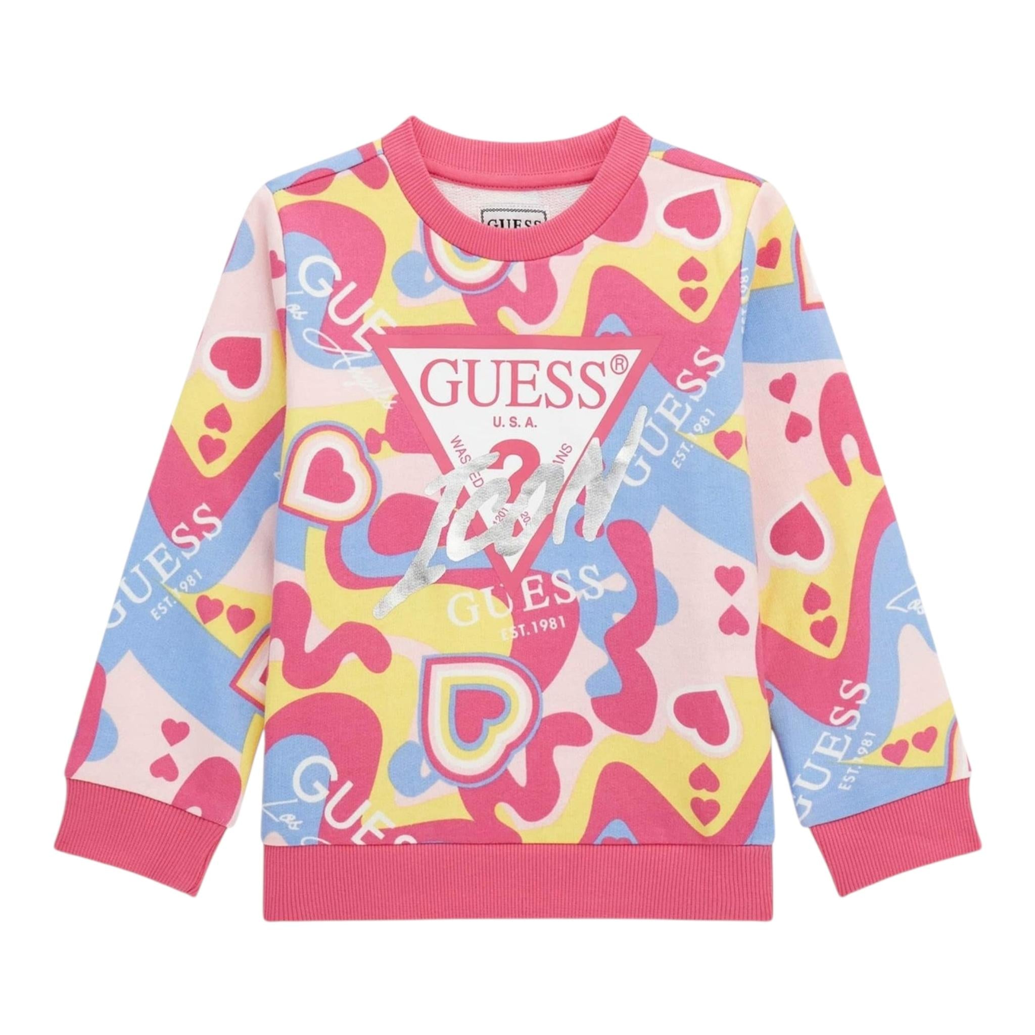 GUESS felpa chiusa girocollo stampa fantasia Fuxia per Neonata K4YQ05KA6R3 FUXIA GUESS 